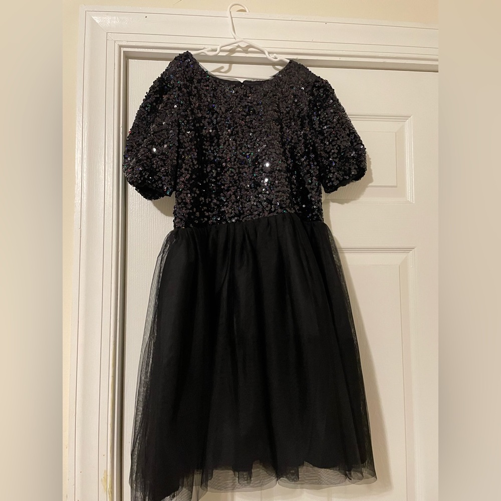 Girls black sequin party dress